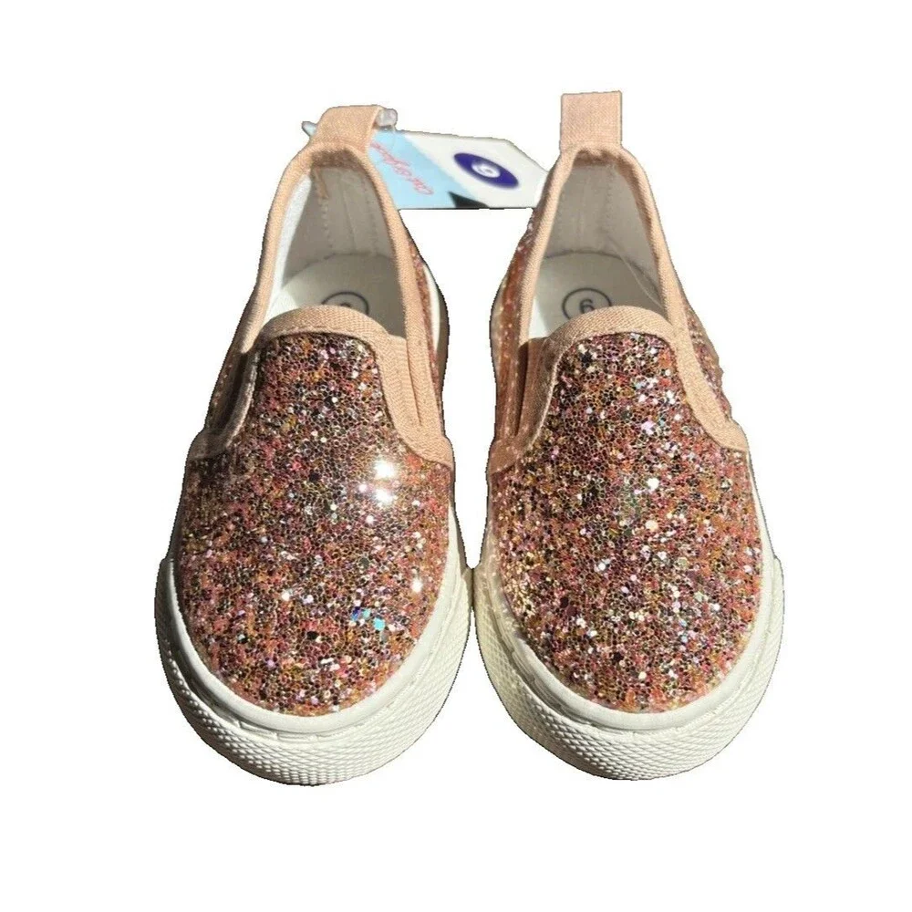 Cat & Jack Girl’s Madigan Sparkly Slip-On Sneakers Size 6T NWT